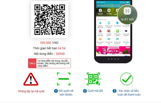 Nạp tiền 123B qua quét mã QR