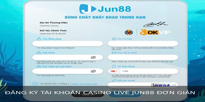 Đăng ký tài khoản Casino Jun88 như thế nào?